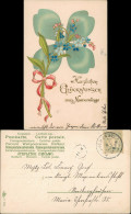 Ansichtskarte  Goldrand Prägekarte Jugenstil - Kleeblatt 1907 Prägekarte - Verjaardag