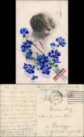 Foto  Frau Patriotika - Flagge Blaue Nelken 1917 Privatfoto - Personen