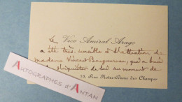 ● CDV Vice Amiral Félix ARAGO Né à Estagel (Pyrénées Orientales) Carte De Visite Autographe Signée - Vincent Bouguereau - Tarjetas De Visita