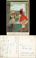 Glückwunsch/Grußkarten: Geburtstag Junge Mädchen Am Fenster+ 1928 - Birthday