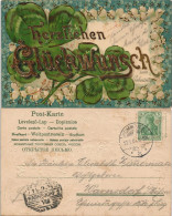 Geburtstag - Gold-Präge-Künstlerkarte - Kleeblatt 1904 Goldrand - Compleanni