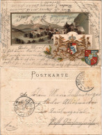 Berchtesgaden Künstlerkarte - Präge-Heraldikkarte 1907 Goldrand - Berchtesgaden