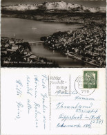 Konstanz Panorama-Ansicht, Rhein-Ausfluss Mit Schweizer Alpen 1962 - Konstanz