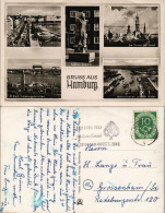 Hamburg Mehrbild-AK Mit Hummel-Denkmal, Jungfernstieg, Hafen St. Pauli 1953 - Other & Unclassified