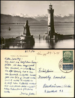 Ansichtskarte Lindau (Bodensee) Hafen Hafeneinfahrt Fernblick Auf Berge 1954 - Sonstige & Ohne Zuordnung