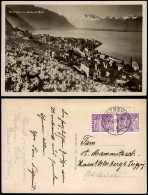 Ansichtskarte Montreux (Muchtern) Blumenmeer Und Stadt Stimmungsbild 1936 - Sonstige & Ohne Zuordnung