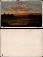 Künstlerkarte: Kunstwerke P.v.Hamme Hirte Schafsherde Abendstimmung 1918 - Paintings