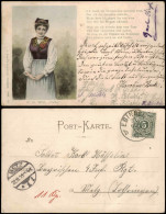 Ansichtskarte  Trachten/Typen Frau R. De Witt "Nelke" 1900 Gel. Stempel Ebingen - Vestuarios