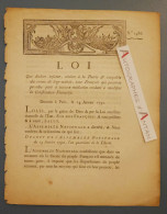 ● LOI 1792 Traitre De La Patrie Coupable De Crime De Lèze Nation - Constitution - Paris Imprimerie Royale - N° 1486 Rare - Gesetze & Erlasse