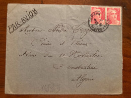 LETTRE Par Avion Pour ALGERIE TP M DE GANDON 3F X2 OBL.25-11 45 CAPVERN HAUTES PYRENEES (65) - 1945-54 Marianne Of Gandon