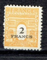 2 F Jaune-orange Type Arc De Triomphe - 1944-45 Triomfboog