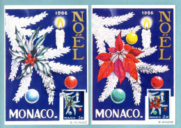 Carte Maximum Monaco 1986 - Noël 1986 - YT 1554 Et 1555 - Maximumkaarten