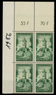 SAARLAND 1956 Nr 373 Postfrisch VIERERBLOCK ECKE-OLI X79DBF2 - Neufs