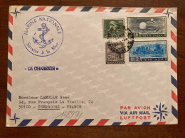 LETTRE Pour La FRANCE TP INDE TP 10 + 2 + 0,10 + TP OBL.27 4 74 BOMBAY + MARINE NATIONALE SERVICE A LA MER + LA CHARENTE - Naval Post