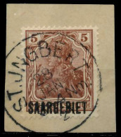 SAARGEBIET GERMANIA Nr 44b Zentrisch Gestempelt Briefstück X7B22EE - Used Stamps