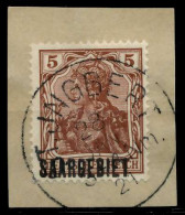 SAARGEBIET GERMANIA Nr 44b Zentrisch Gestempelt Briefstück X7B22FE - Used Stamps