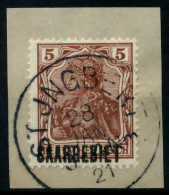 SAARGEBIET GERMANIA Nr 44b Zentrisch Gestempelt Briefstück X7B22CE - Usati