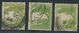 Palestine British Mandate 1927-1942 Stamp Lot 3 Mill X 3 Pcs Rachel's Tomb - Tel Aviv & Various Cancellations - Palestina