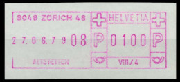 SCHWEIZ SCHALTERFREISTEMPEL Nr SFS1979 ZÜRICH Ungebraucht X7E6506 - Timbres D'automates