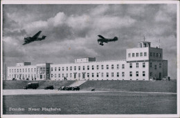 Ansichtskarte Klotzsche-Dresden Flughafen - Autos Flugzeuge 1940 - Dresden