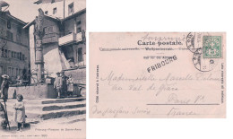 Fribourg, Fontaine De Ste Anne, Cachet Linéaire FRIBOURG (7.8.1904) - Fribourg