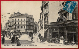 CPA 80 AMIENS - Place Gambetta Et Rue De La République (Brasserie Centrale à Gauche) ° Léon Caron éditeur - Amiens