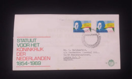 C)1969, NETHERLANDS. FDC AIR MAIL. SENT TO ENGLAND DOUBLE STAMPED. XF - Otros & Sin Clasificación