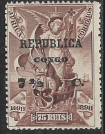 Portuguese Congo – 1913 Sea Way To India 7 1/2 C. Over 75 Réis On Africa Stamp - Portugees Congo