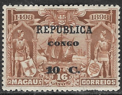 Portuguese Congo – 1913 Sea Way To India 10 C. Over 16 Avos On Macau Stamp - Portugiesisch-Kongo