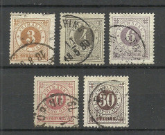 Sweden Schweden 1877 = 5 Values From Set Michel 17 - 26 B O - Used Stamps