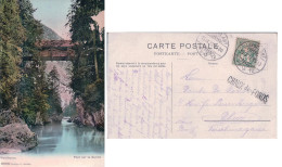 Montbovon FR, Pont De Bois Sur La Sarine, Cachet Linéaire CHAUX-de-FONDS (15.9.1906) - Fribourg