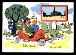 53 - MONTJEAN - CARTE HUMORISTIQUE ILLUSTREE  - AUTOMOBILE - VUE DE L'EGLISE - Other & Unclassified