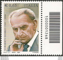 2009 Italia Norberto Bobbio Codice A Barre MNH Unif. 3175cb - Altri & Non Classificati