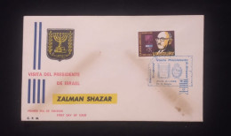 C) 1966, URUGUAY, FDC, VISIT OF THE PRESIDENT OF ISRAEL ZALMAN SHAZAR. XF - Uruguay