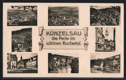 AK Künzelsau /Kochertal, Ortsansicht Und Umgebung, Marktplatz Mit Rathaus  - Künzelsau