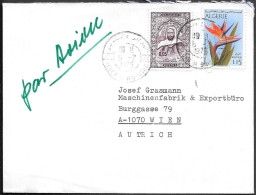 Algeria Alger Cover Mailed To Austria 1975. Emir Abdelkader Strelitzia Reginae Flower Plant Stamp - Algerije (1962-...)