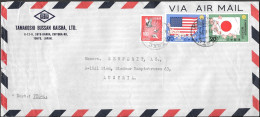 Japan Tokyo Kanda Cover Mailed To Austria 1976. 140Y Rate American Japan Flag Stamps - Storia Postale