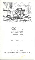 MENU LUXEMBOURG - ANCIENS ETABLISSEMENTS PAUL WURTH LUXEMBOURG - REMISE DES MONTRES JUBILAIRES MAI 1964 - Menus