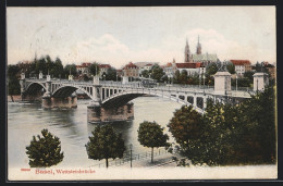 AK Basel, Wettsteinbrücke Mit Strassenbahn  - Basel