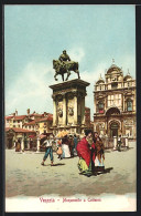 Cartolina Venezia, Monumento A Calleoni  - Venezia