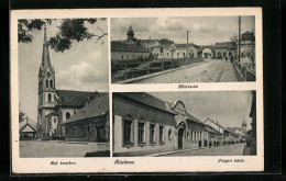 AK Ráckeve, Ref. Templom, Hidrészlet, Polgári Iskola  - Hongarije