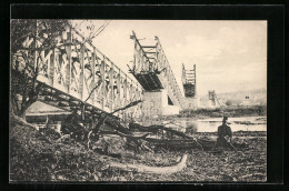 AK Semlin, Unter Der Zerstörten Eisenbahnbrücke Nach Belgrad  - Serbia