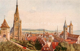 73794894 Esslingen  Neckar Stadtbild Mit Kirchen J. Marschall Kuenstlerkarte  - Esslingen