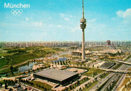 73755535 Muenchen Olympiapark Olympiaturm Fliegeraufnahme Muenchen - Muenchen