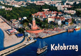 73368251 Kotobrzeg Fliegeraufnahme Strand Leuchtturm Hafen Kotobrzeg - Tsjechië