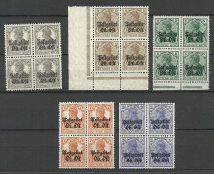 German Occupation WWI Postgebiet Ober-Ost 1916/1918 - 5 X 4-block (*) Mint No Gum / Ohne Gummi - Ocupación 1914 – 18