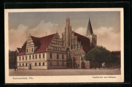 AK Sommerfeld, Stadtkirche Und Rathaus  - Altri & Non Classificati