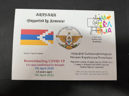 (2 H 11) (Australia) COVID-19 In Artsakh Territory 2nd Anniversary (1 Cover Oz Map Stamp) Dated 7th April 2022 - Disease