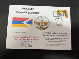 (2 H 11) (Australia) COVID-19 In Artsakh Territory 2nd Anniversary (1 Cover Oz Map Stamp) Dated 7th April 2022 - Enfermedades