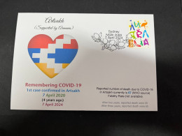 5-5-2024 (4 Z 12 B) COVID-19 4th Anniversary - Artsakh (Armenia) - 7 April 2024 (with OZ Stamp) - Maladies